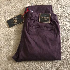 Cotton On Drake Cuffed Chino NWT Mulberry/burgundy